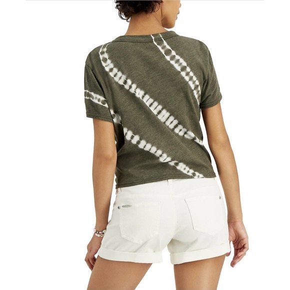 Crave Fame Juniors Tie-Dye Top Tie Hem Olive Green Size Medium - Picture 4 of 7